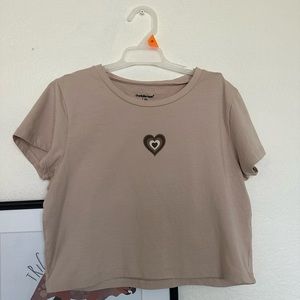 tan y2k heart crop top